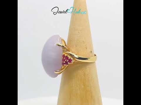 14k Gold Purple Jade Ruby Ring Sovereignty in Bloom #jewelhubcouk #finejewellery