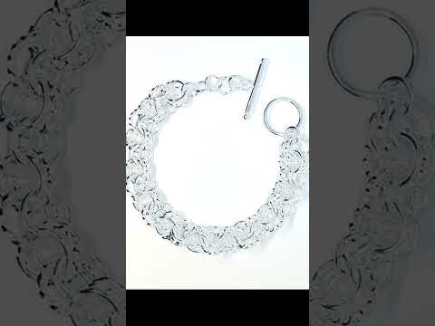 925 Sterling Silver Woven Link Bracelet – Textured Toggle Chain for Everyday Elegance