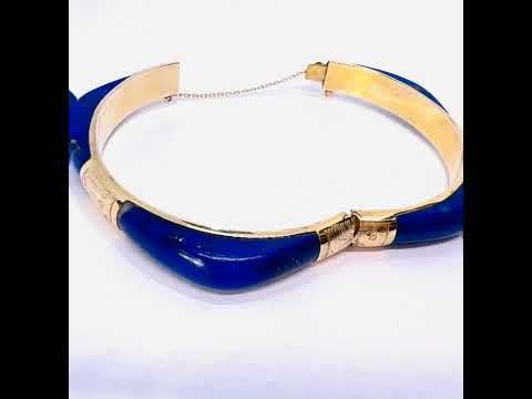 14k Gold Lapis Bangle