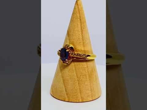 14k Gold Sapphire Minimalist Halo Ring #jewelhubcouk #finejewellery