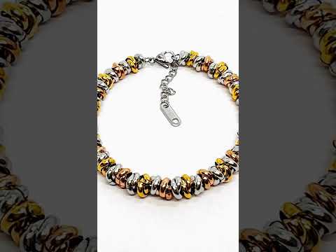 DuoTone Mixed‑Metal Bead Bracelet | 316L Steel Statement Piece #jewelhubcouk #duotonebracelet
