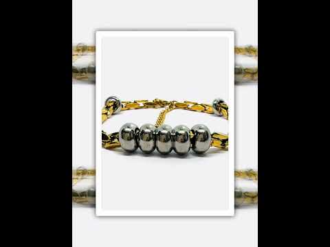 DuoTone Silver Chain Bracelet — Gold Focus, Quiet Radiance #jewelhubcouk #modernjewellery