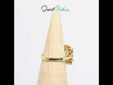 Aquamarine & Diamond Ring in 14K Gold (Hallmarked) 5.2ct Aquamarine · UK M · US 6.5 · Sculpted Loop Setting