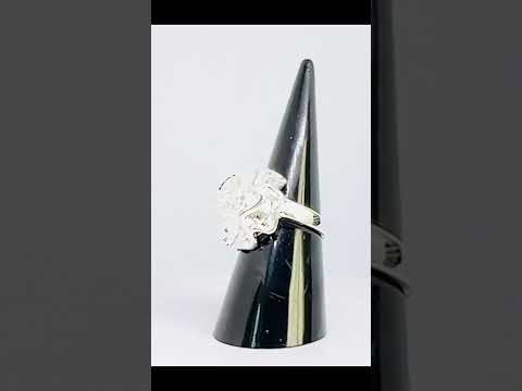 925 Silver Ring (Hallmarked) Rose Motif with Wavy Sculptural Band | 9.37g | UK N US 7 / UK Q US 8.5