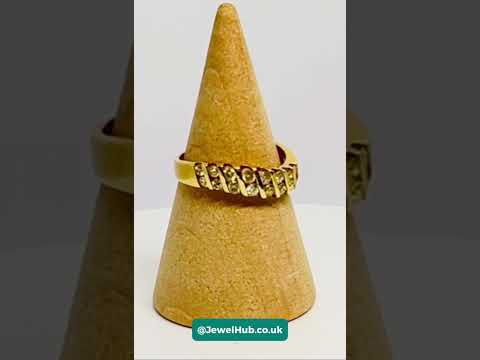 14k Gold Diamond Ring | Diagonal Sparkle Elegance #jewelhubcouk #finejewellery