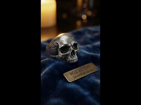 Zinc Alloy Silver‑Plated Punk Ring – Winged Skull Statement Cuff