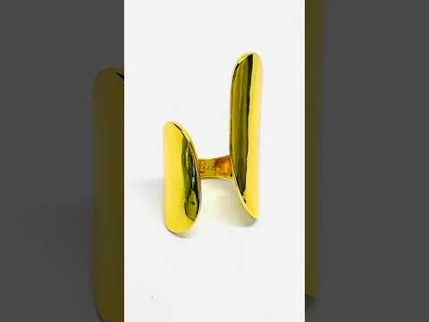 925 Silver Bold Gold-Toned Oval Ring #jewelhubcouk #finejewellery