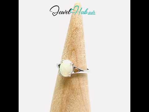 925 Silver Oval Opal Adjustable Ring #jewelhubcouk #finejewellery