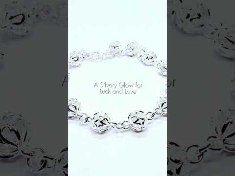 925 Sterling Silver Filigree Bead Bracelet – Ornate Adjustable Chain with Delicate Cutouts