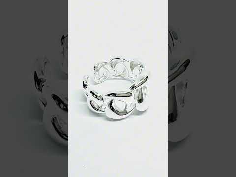 925 Silver Chunky Chain Interlocking Ring #jewelhubcouk #modularjewellery