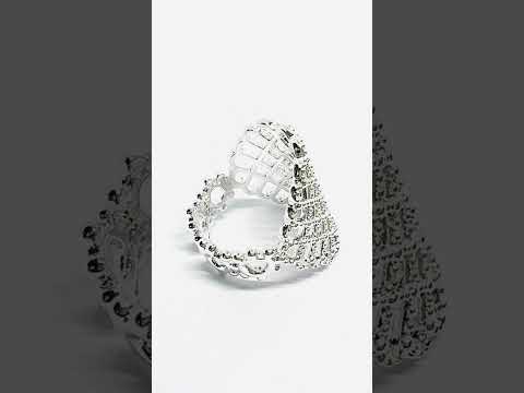 Ornate Lattice 925 Silver Ring | Adjustable Beaded Texture Band #jewelhubcouk #finejewellery