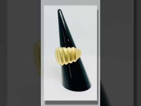 925 Silver Gold Plated Ribbed Ring #jewelhubcouk #finejewellery