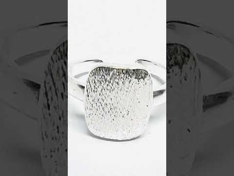 Brushed Oval 925 Silver Ring | Adjustable Textured Face Band #jewelhubcouk #finejewellery