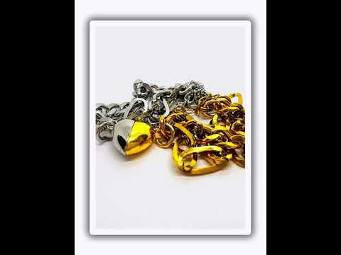 DuoTone Magnetic Titanium Steel Gold and Silver Bracelet with Heart Clasp