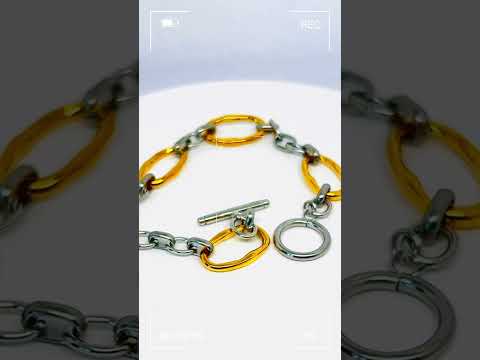 DuoTone Oval Harmony Bracelet | Gold–Silver Contrast Chain #jewelhubcouk #modernjewellery
