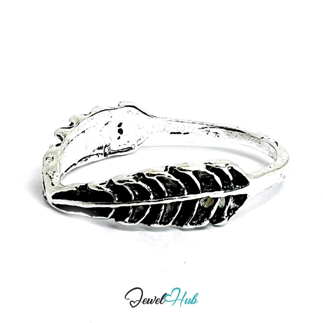 Punk Feather Band Ring · Zinc Alloy · Silver‑Plated Wing Motif - JewelHub.co.uk