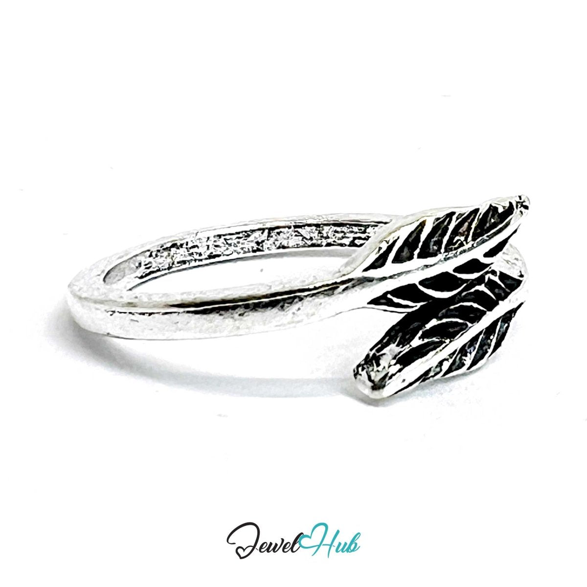 Punk Feather Trace Ring · Zinc Alloy · Silver‑Plated Wing Motif - JewelHub.co.uk