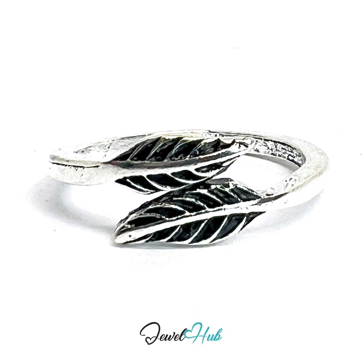 Punk Feather Trace Ring · Zinc Alloy · Silver‑Plated Wing Motif - JewelHub.co.uk