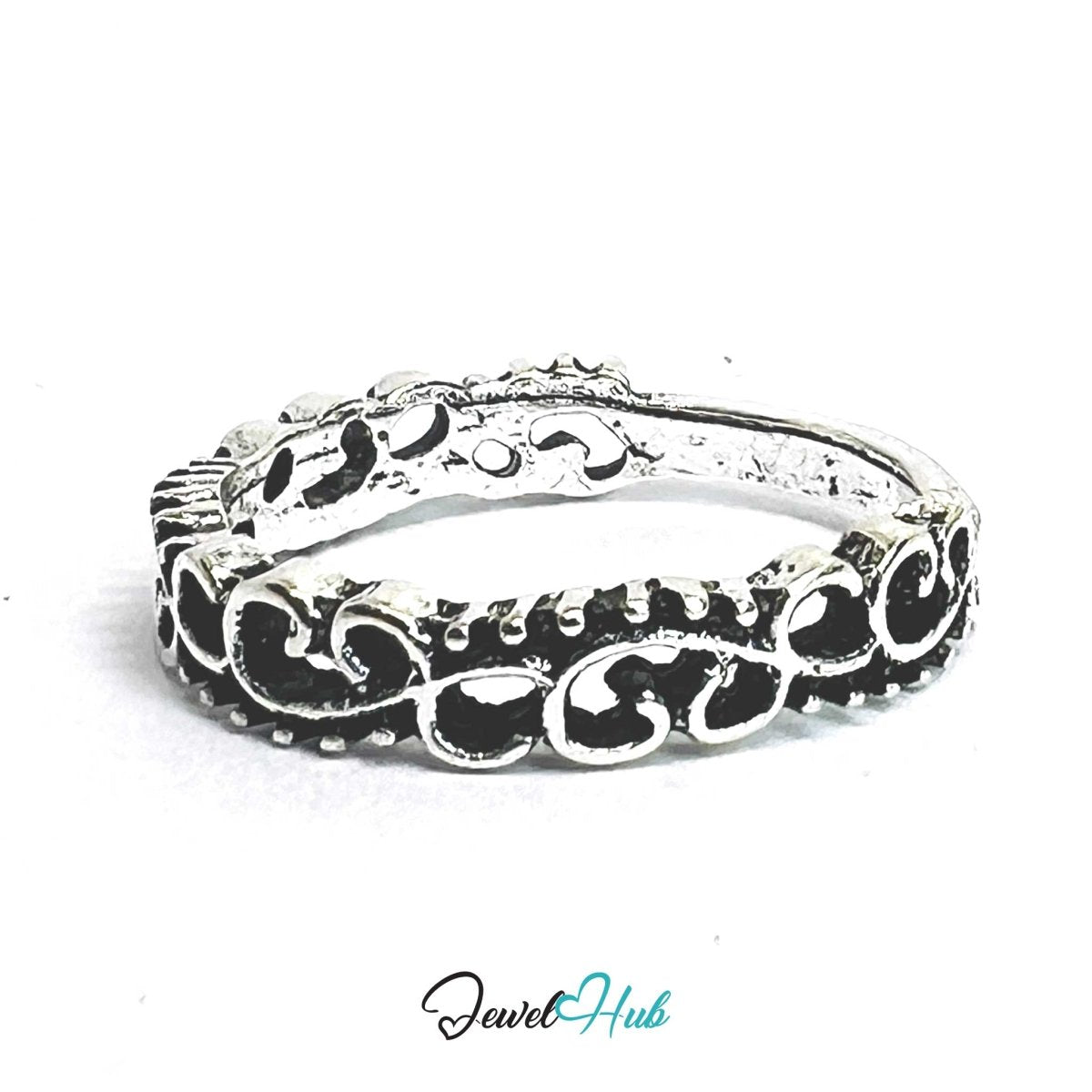 Punk Filigree Rebel Ring · Zinc Alloy · Silver‑Plated Ornate Design - JewelHub.co.uk