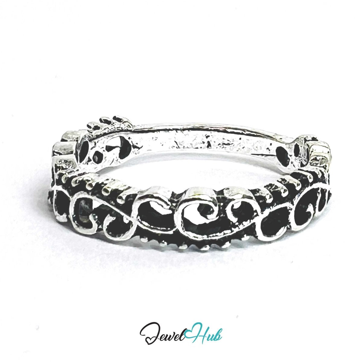 Punk Filigree Rebel Ring · Zinc Alloy · Silver‑Plated Ornate Design - JewelHub.co.uk