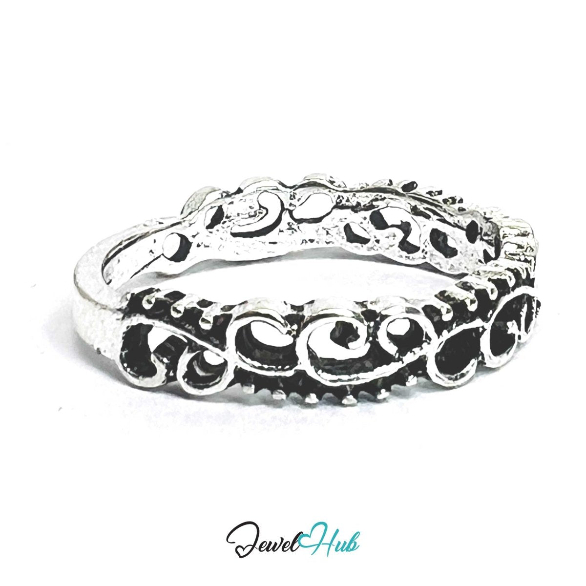 Punk Filigree Rebel Ring · Zinc Alloy · Silver‑Plated Ornate Design - JewelHub.co.uk