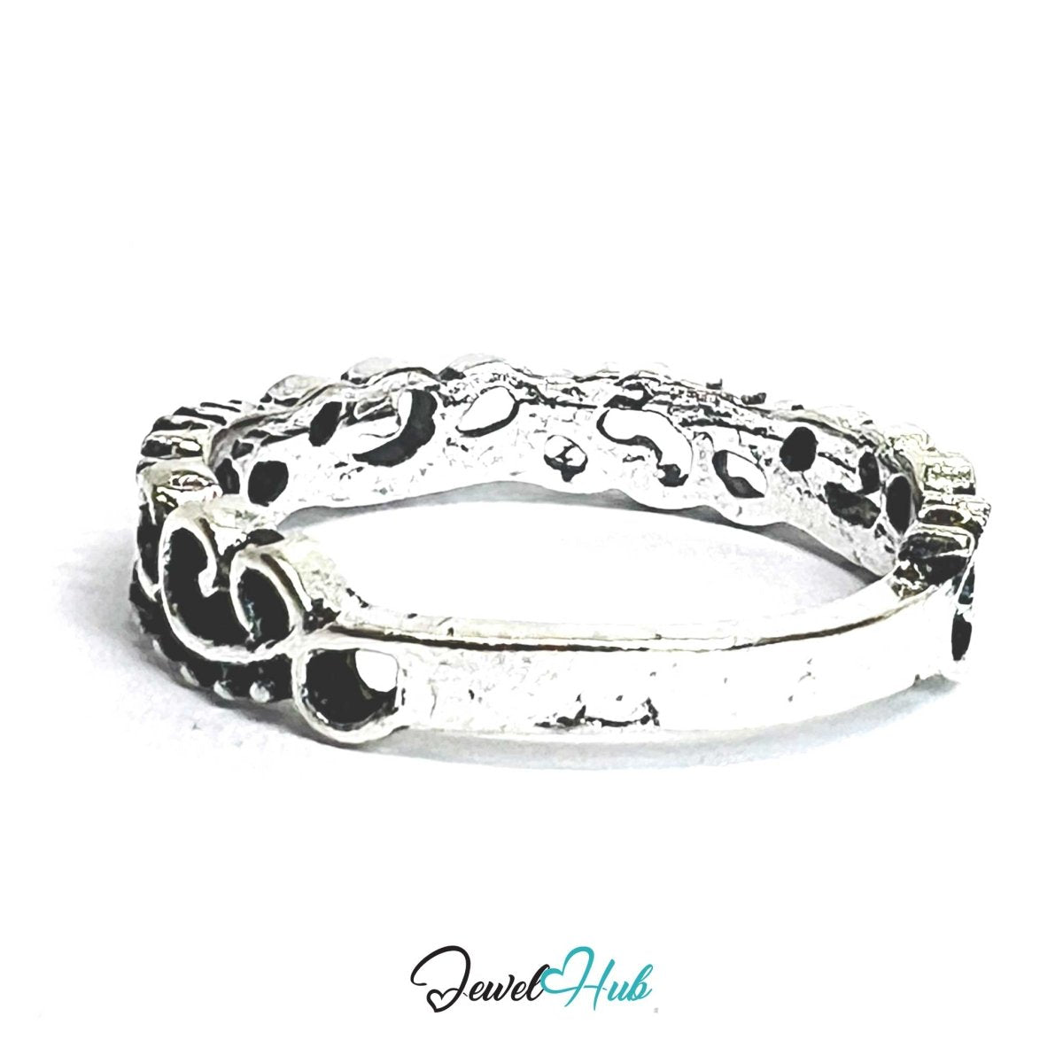 Punk Filigree Rebel Ring · Zinc Alloy · Silver‑Plated Ornate Design - JewelHub.co.uk