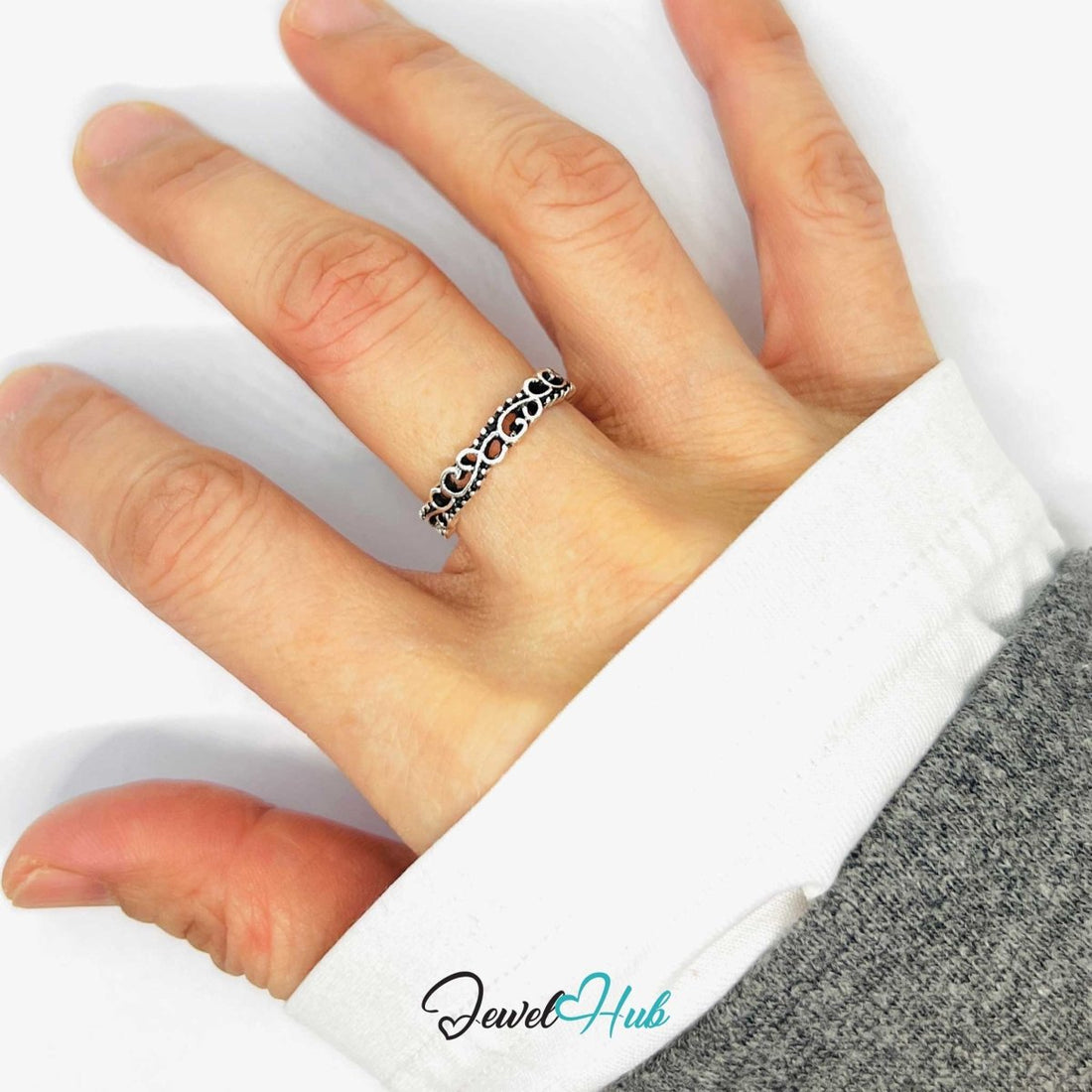 Punk Filigree Rebel Ring · Zinc Alloy · Silver‑Plated Ornate Design - JewelHub.co.uk