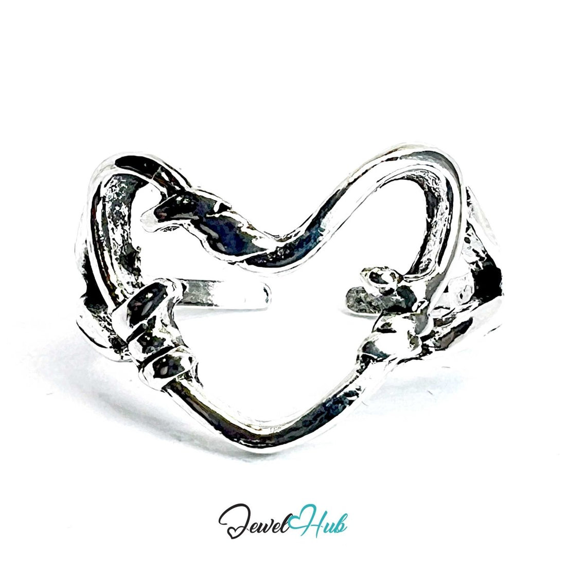 Punk Hollow Heart Ring · Zinc Alloy · Silver‑Plated Minimalist Void - JewelHub.co.uk