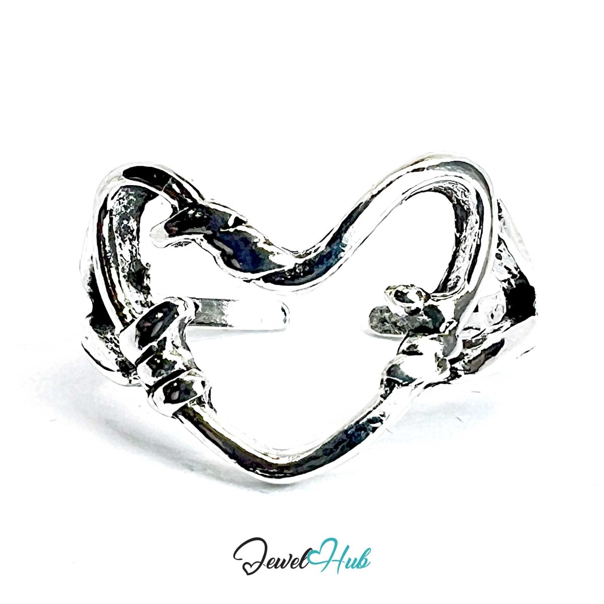 Punk Hollow Heart Ring · Zinc Alloy · Silver‑Plated Minimalist Void - JewelHub.co.uk