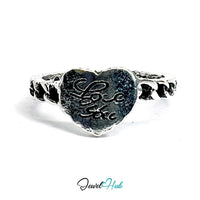 Punk “Love You” Heart Ring · Zinc Alloy · Sil