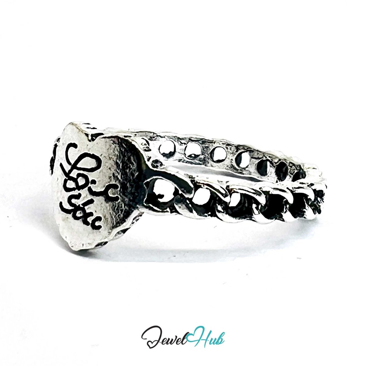 Punk “Love You” Heart Ring · Zinc Alloy · Silver‑Plated Sculptural - JewelHub.co.uk