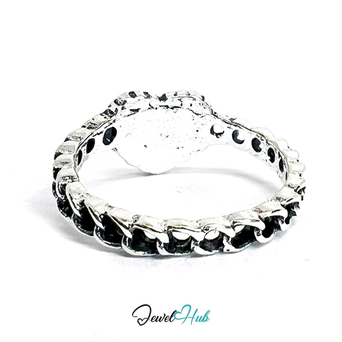 Punk “Love You” Heart Ring · Zinc Alloy · Silver‑Plated Sculptural - JewelHub.co.uk