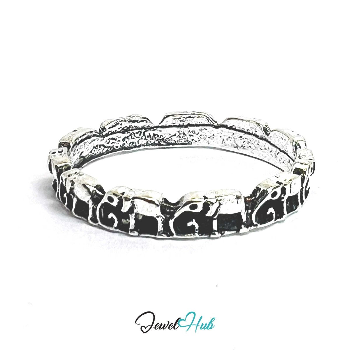 Punk Scroll Chain Ring · Zinc Alloy · Silver‑Plated Ornate Vine Design - JewelHub.co.uk
