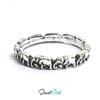 Punk Scroll Chain Ring · Zinc Alloy · Silver‑