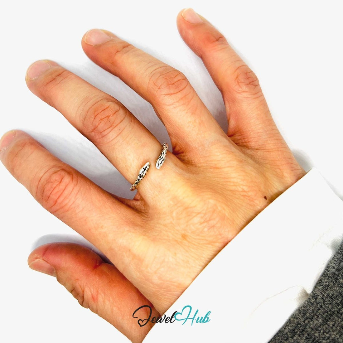 Punk Snake Coil Ring · Zinc Alloy · Silver‑Plated Sculptural Design - JewelHub.co.uk