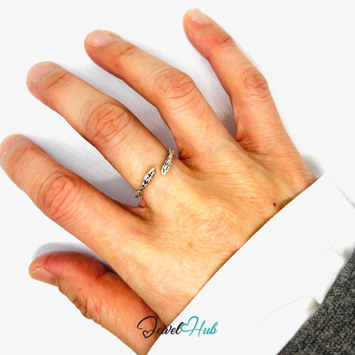 Punk Snake Coil Ring · Zinc Alloy · Silver‑Plated Sculptural Design - JewelHub.co.uk