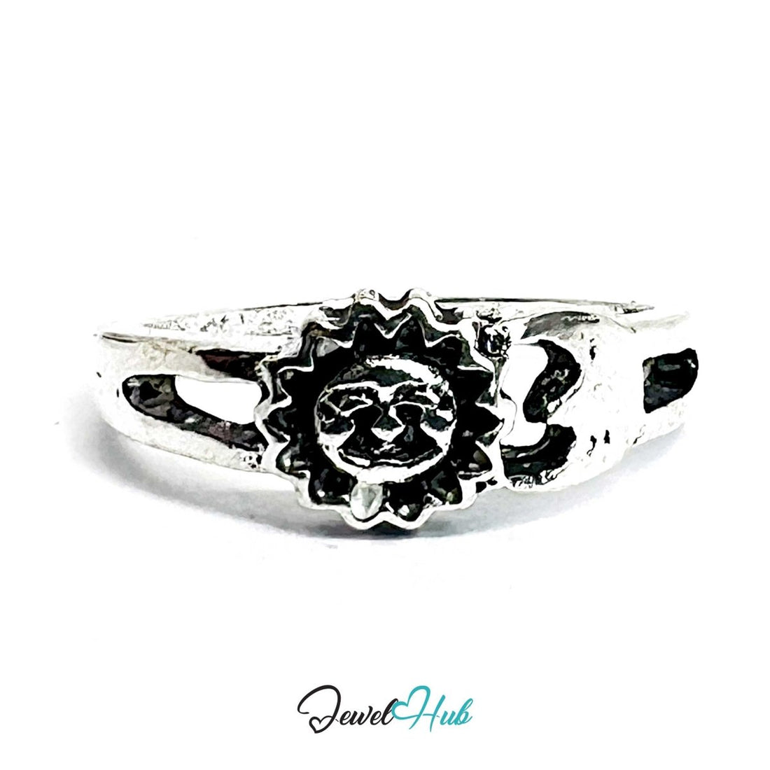 Punk Sun Moon Ring · Zinc Alloy · Silver‑Plated Celestial Dual Motif - JewelHub.co.uk