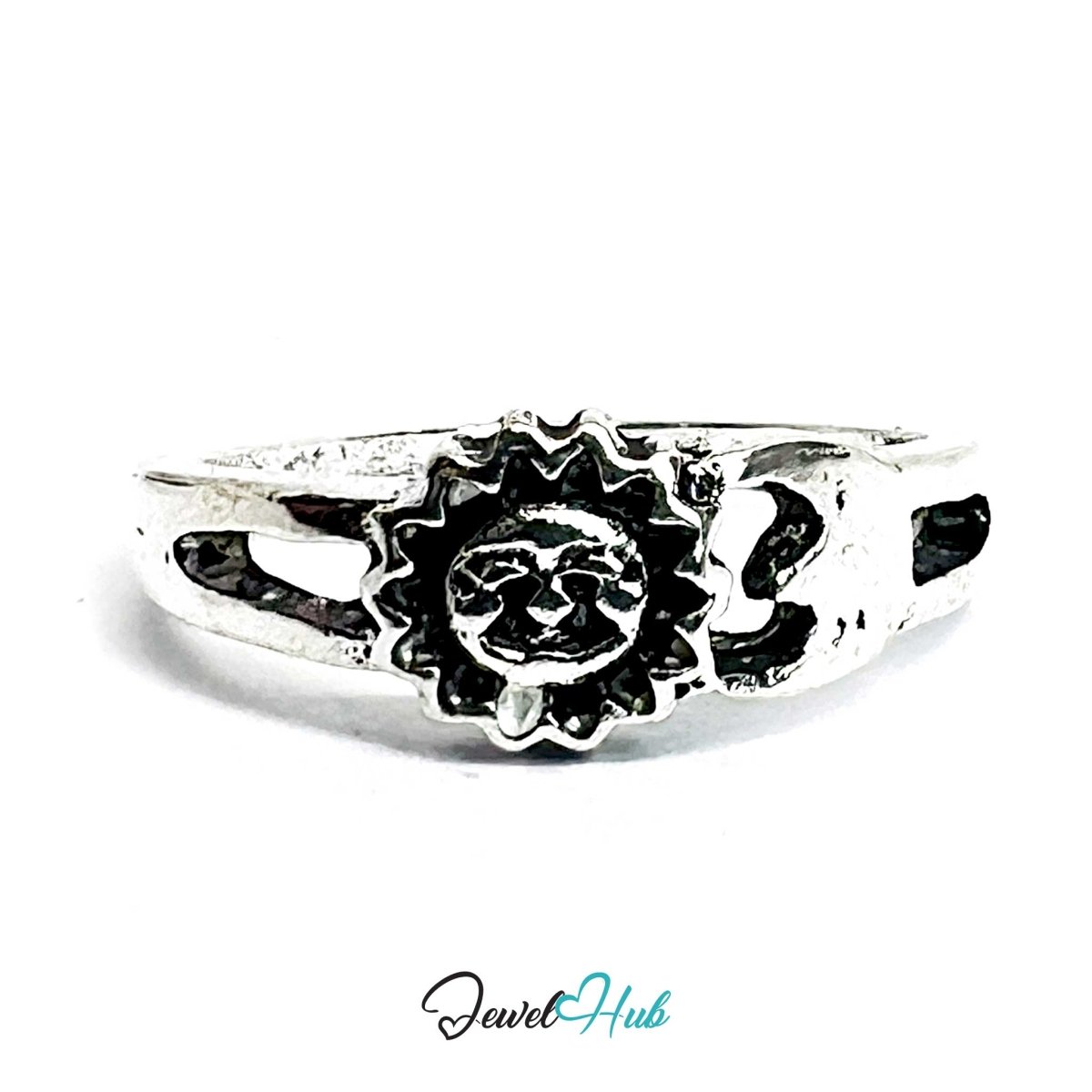 Punk Sun Moon Ring · Zinc Alloy · Silver‑Plated Celestial Dual Motif - JewelHub.co.uk