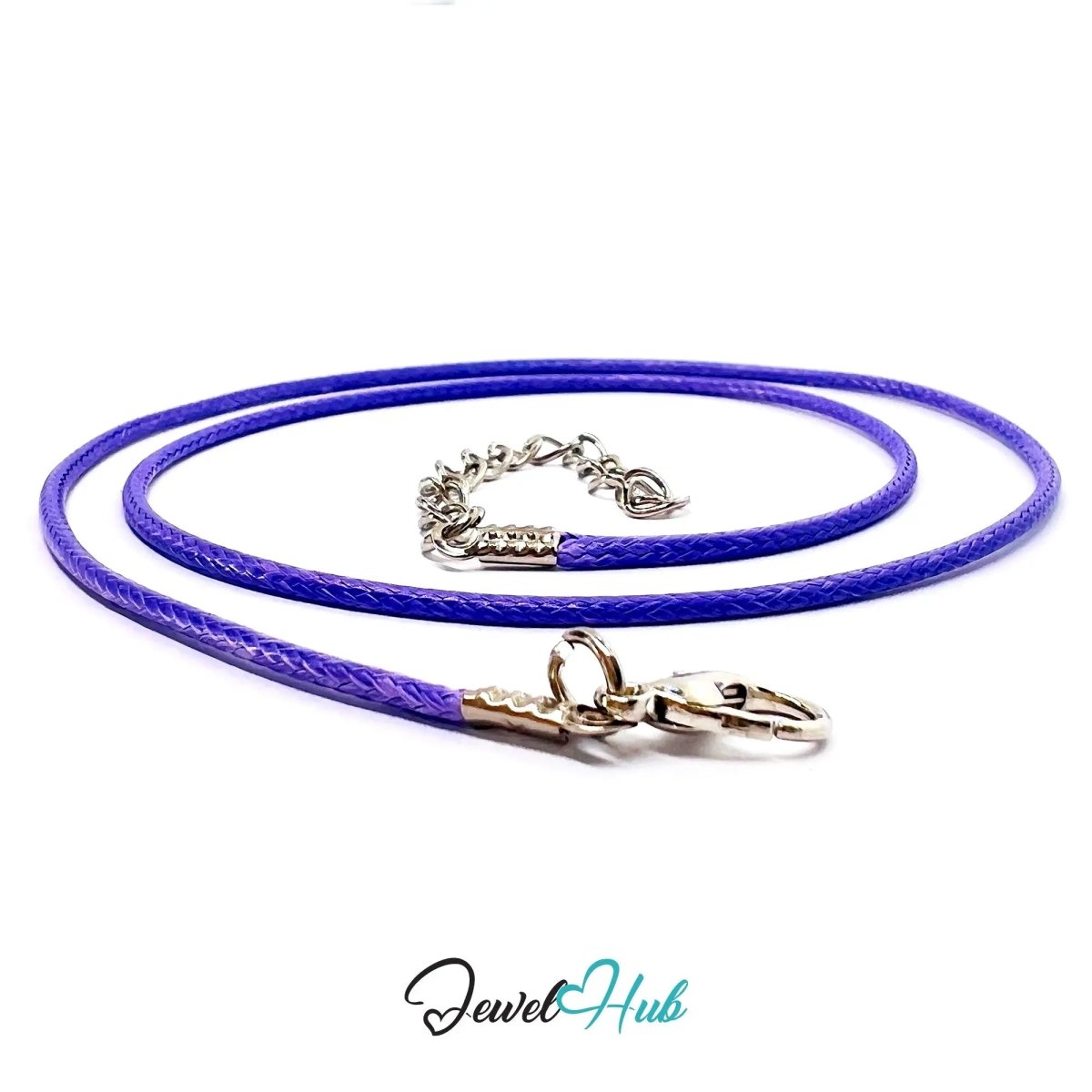 Purple Faux Leather Cord Necklace – 40cm Layering Base (Silver Clasp) - JewelHub.co.uk