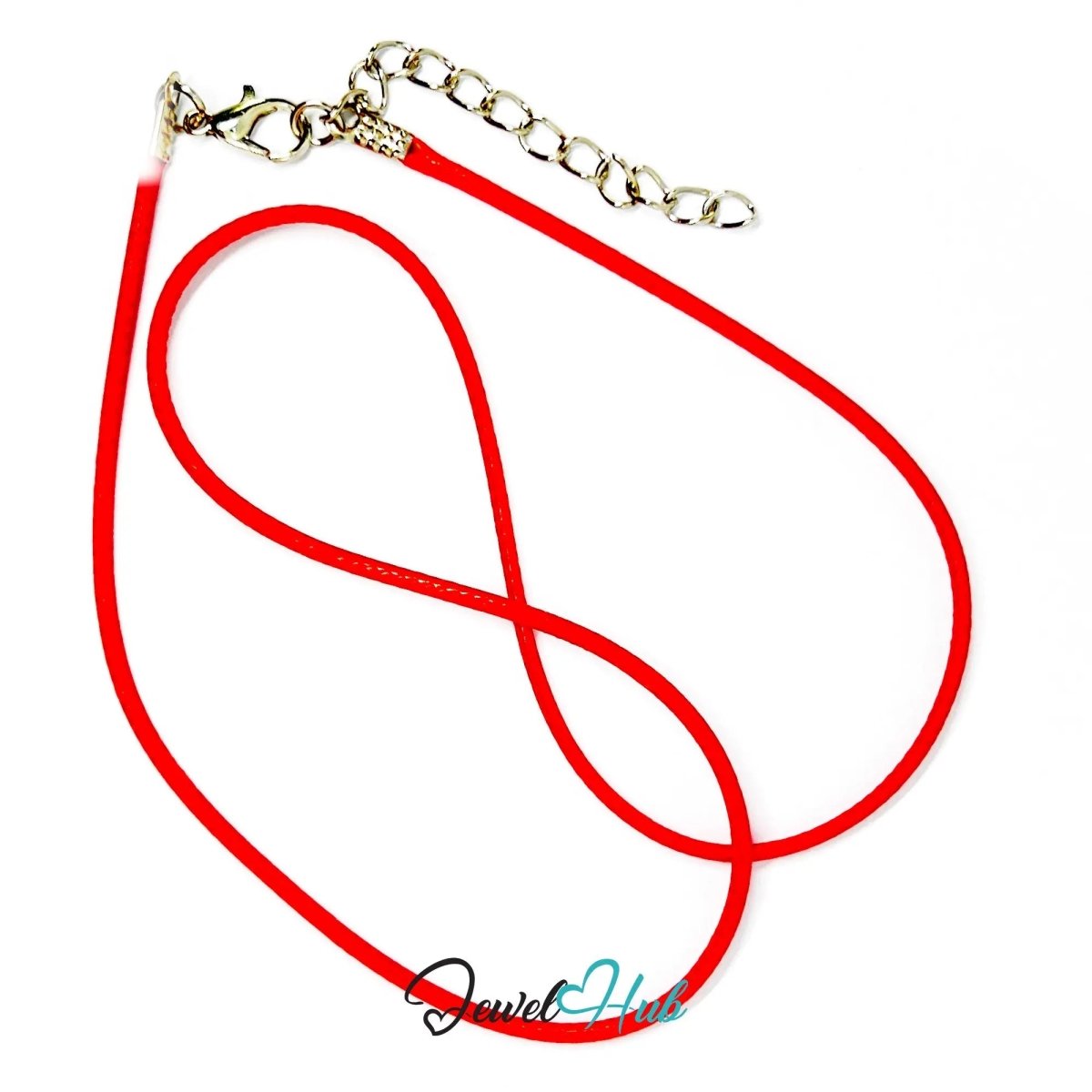 Red Faux Leather Cord Necklace – 40cm Layering Base (Silver Clasp) - JewelHub.co.uk