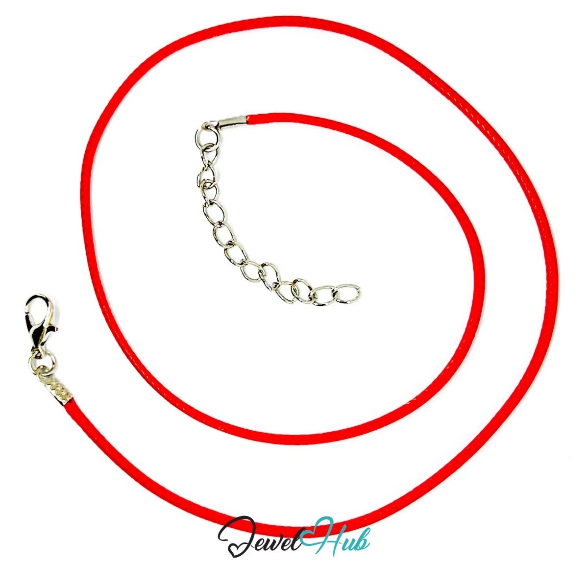 Red Faux Leather Cord Necklace – 40cm Layering Base (Silver Clasp) - JewelHub.co.uk