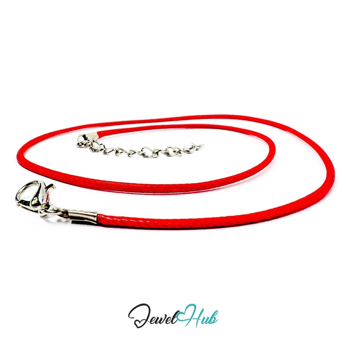 Red Faux Leather Cord Necklace – 40cm Layering Base (Silver Clasp) - JewelHub.co.uk