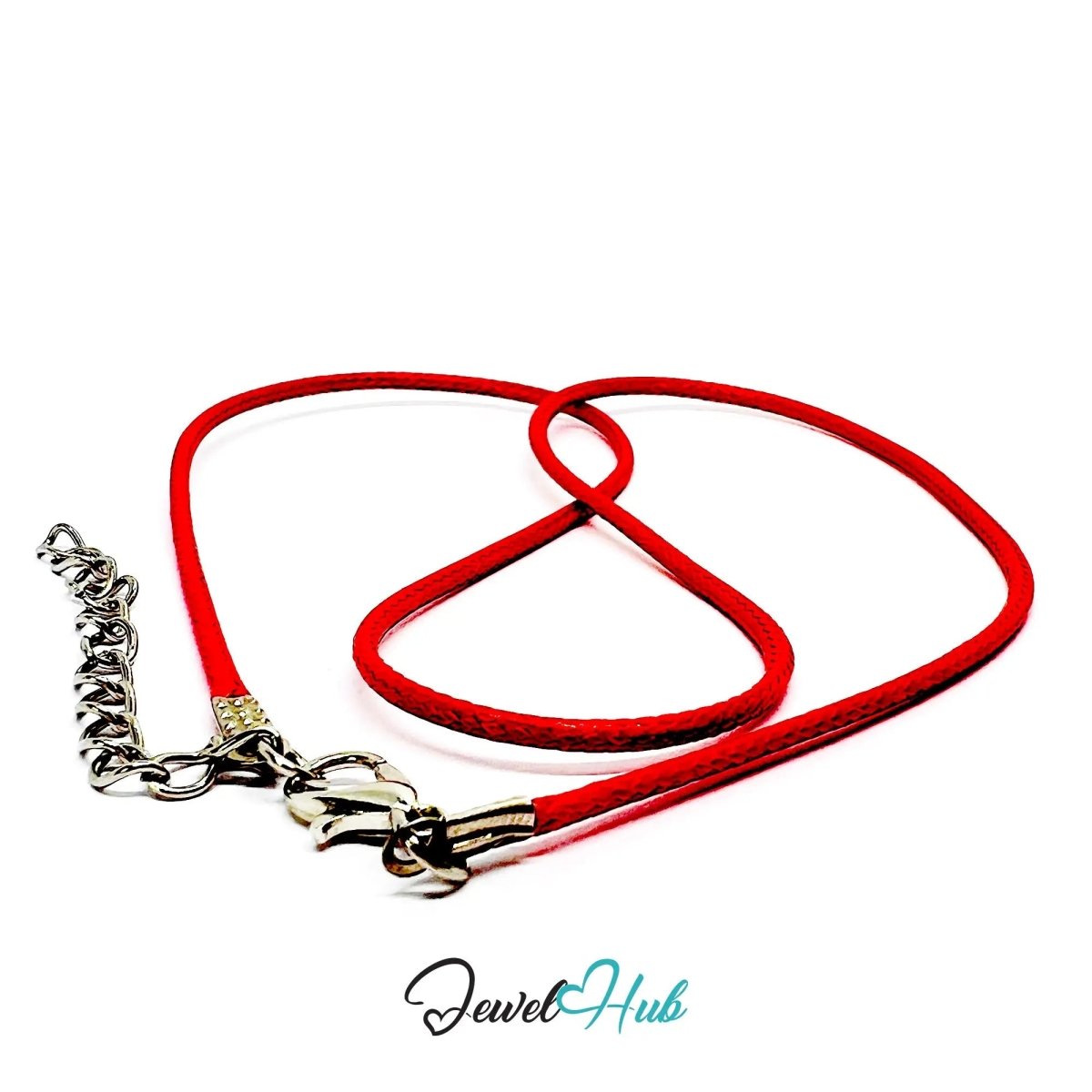 Red Faux Leather Cord Necklace – 40cm Layering Base (Silver Clasp) - JewelHub.co.uk