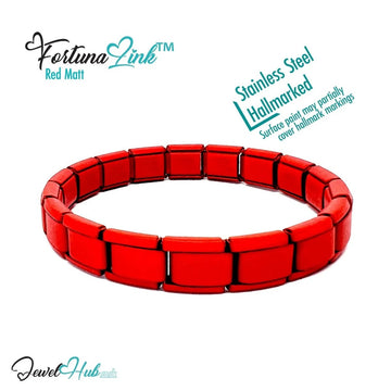 Red Matte Italian bracelet by the FortunaLink™ Tile Collection (18 links) - JewelHub.co.uk