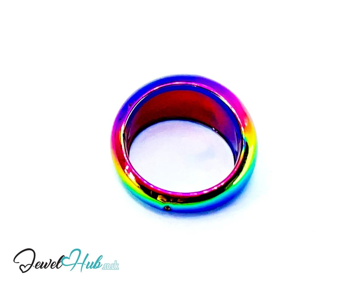 Resin Ring 🌈 AB Gloss Band (Rainbow Iridescent) UK N · US 6.75 · Sculptural Band - JewelHub.co.uk