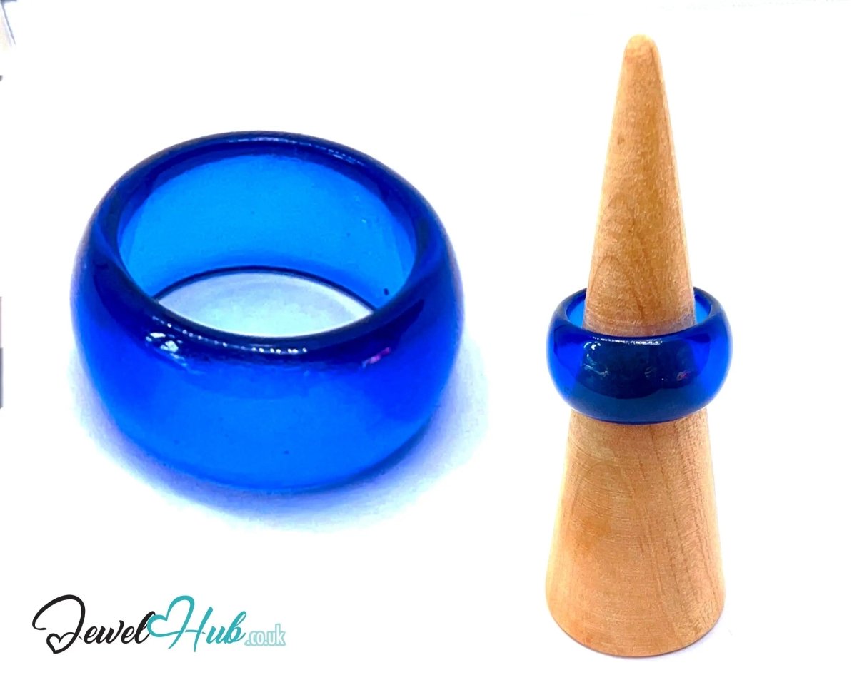 Resin Ring 💙 BloomPop (Blue) UK O · US 7.5 · Glossy Finish with Ocean Glow - JewelHub.co.uk