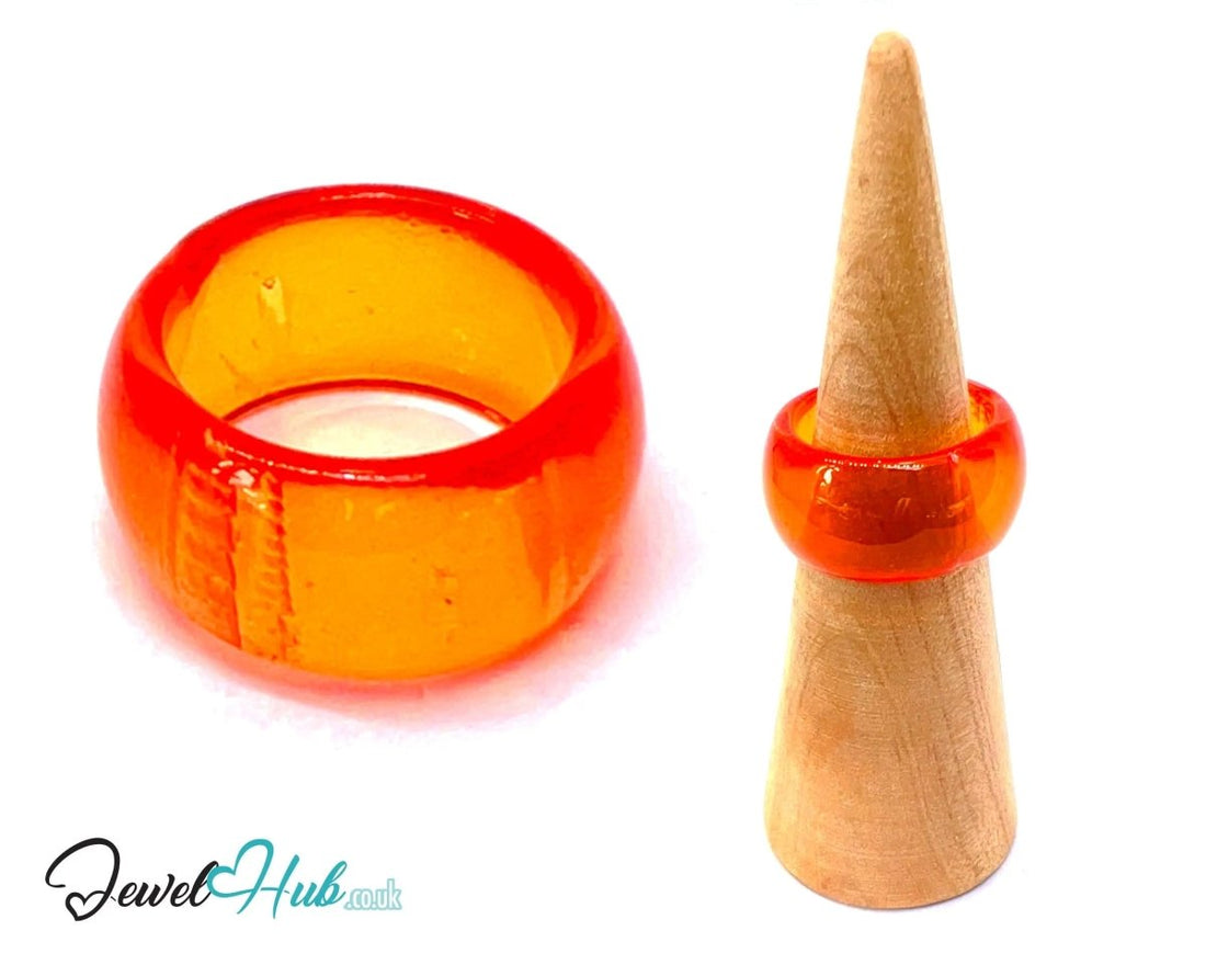 Resin Ring 🧡 BloomPop (Orange) UK N · US 7 · Glossy Finish with Citrus Glow - JewelHub.co.uk