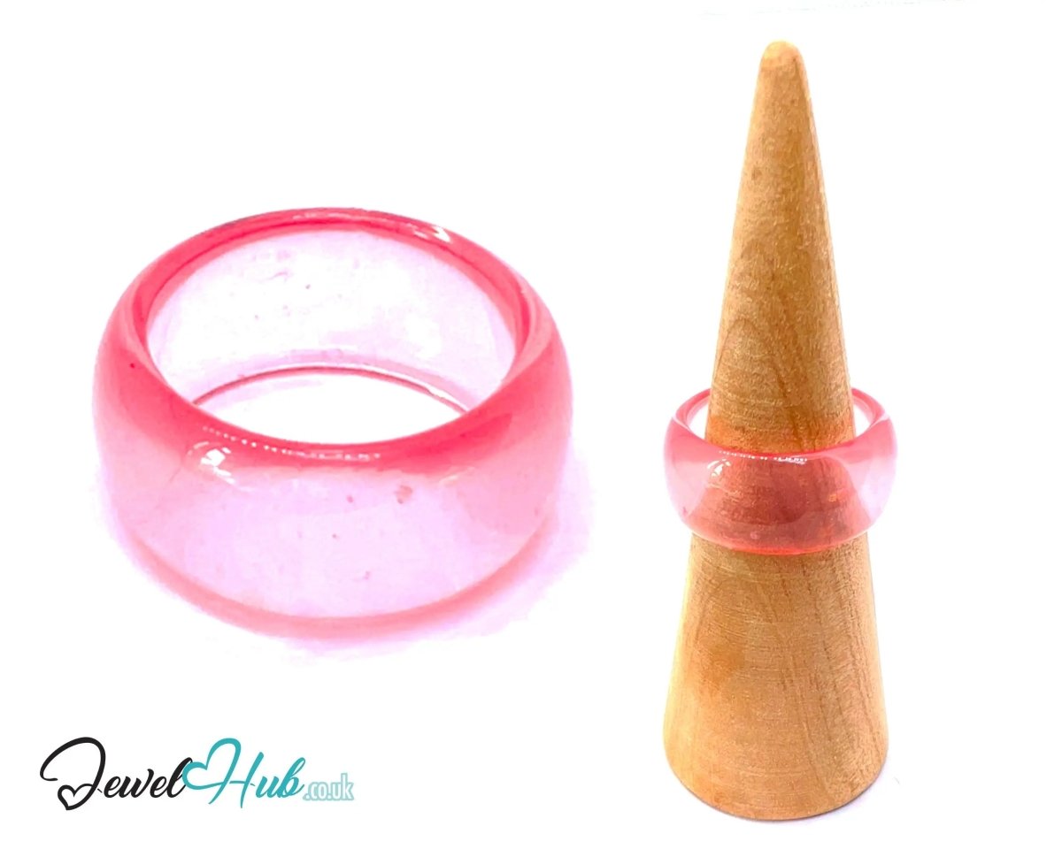 Resin Ring 💗 BloomPop (Pink) UK Q · US 8.5 · Glossy Finish with Juicy Glow - JewelHub.co.uk