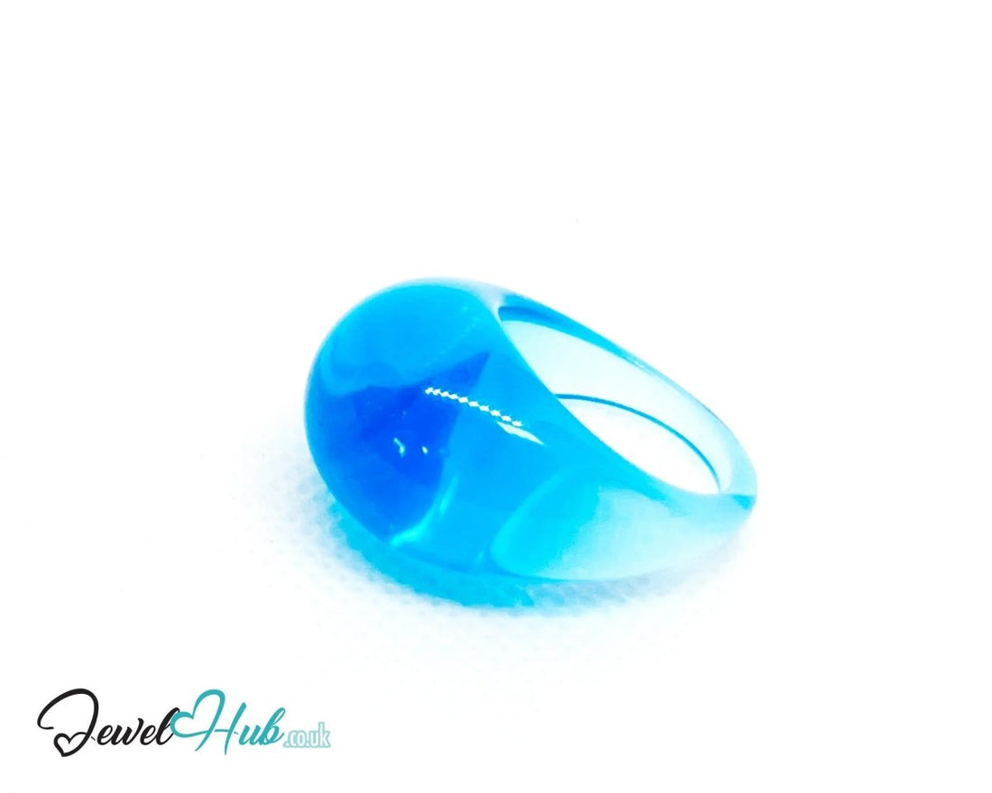 Resin Ring 💙 BlueRush (Cobalt) · UK O · US 7.5 · Glossy Lightweight - JewelHub.co.uk