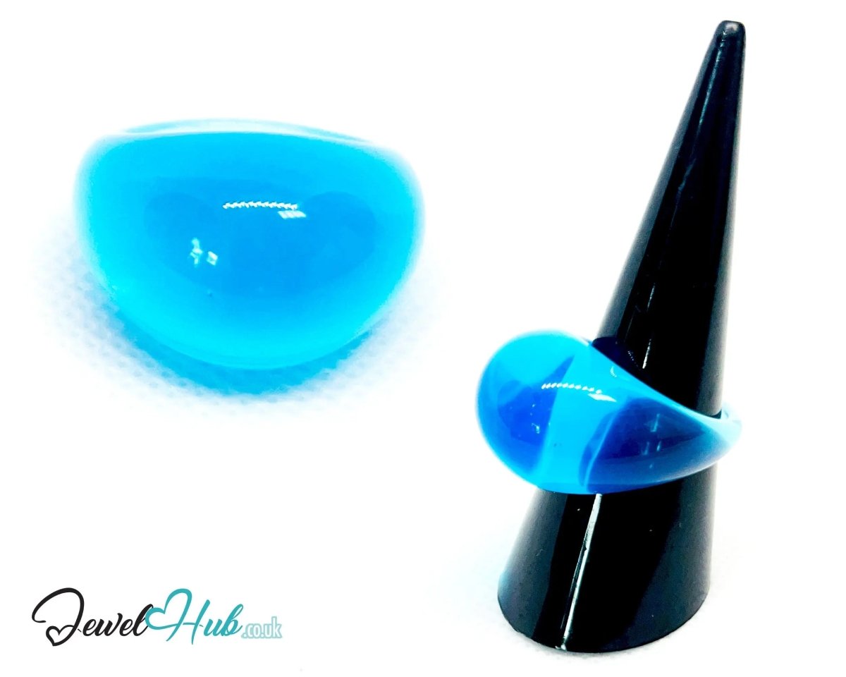 Resin Ring 💙 BlueRush (Cobalt) · UK O · US 7.5 · Glossy Lightweight - JewelHub.co.uk
